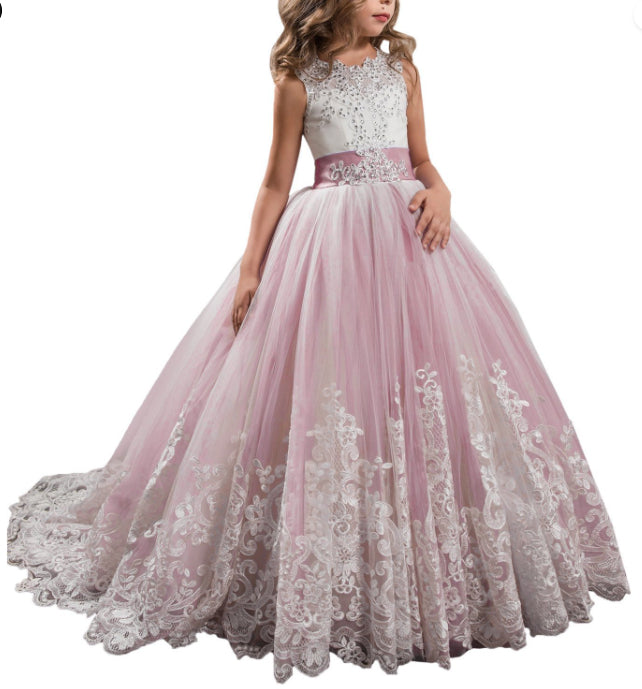 Europe et États-Unis Vêtements pour enfants Dentelle Robe de mariée