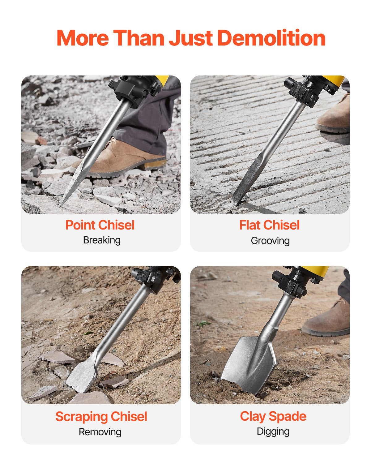 Démolition Jack Hammer Concrete Breaker 2200W Hammer électrique 4 Bit