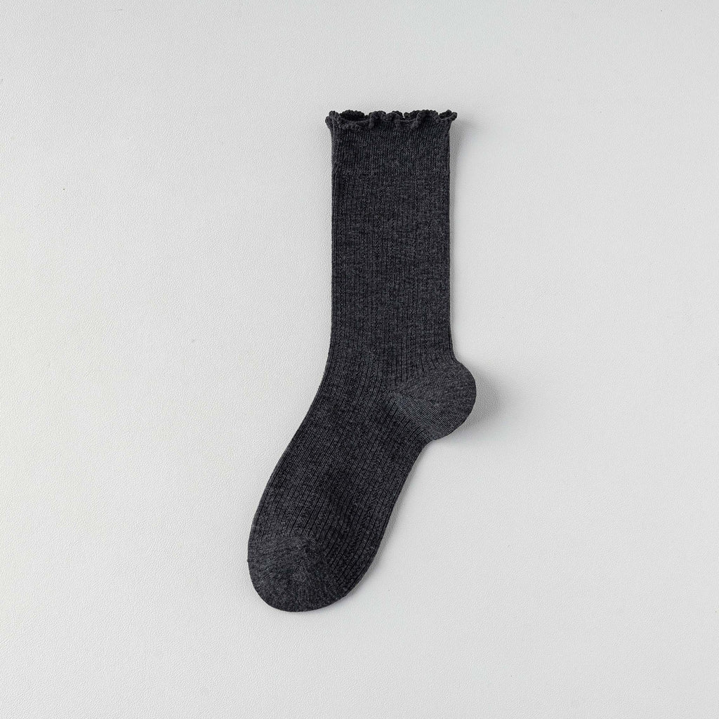 Femmes Chaussettes Solide Couleur Mid-calf Longueur Été Style mince Coton pur