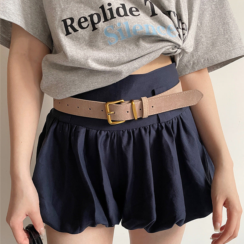 Ceinture Suede Style Preppy Femme avec jeans de jupe