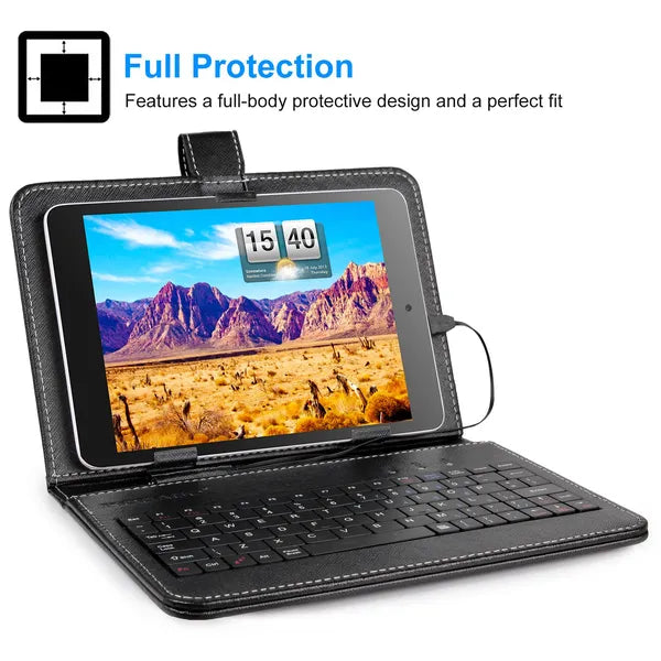 7.9in Clavier de protection Case W/ Clavier PU cuir support de table de dos via USB 2.0