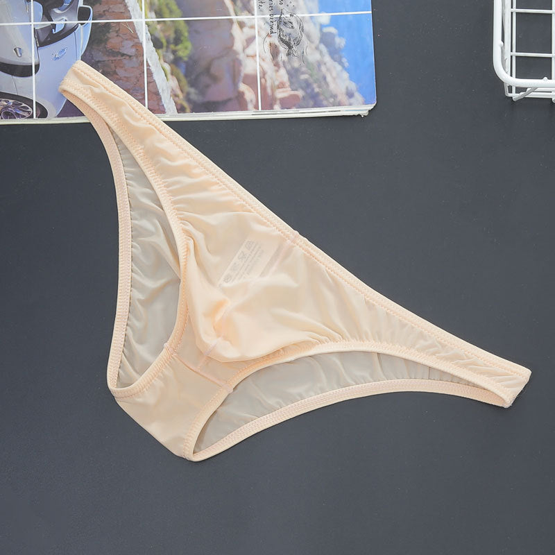 Slip homme transparent Basse taille Silk de glace ultra-fine en forme de T