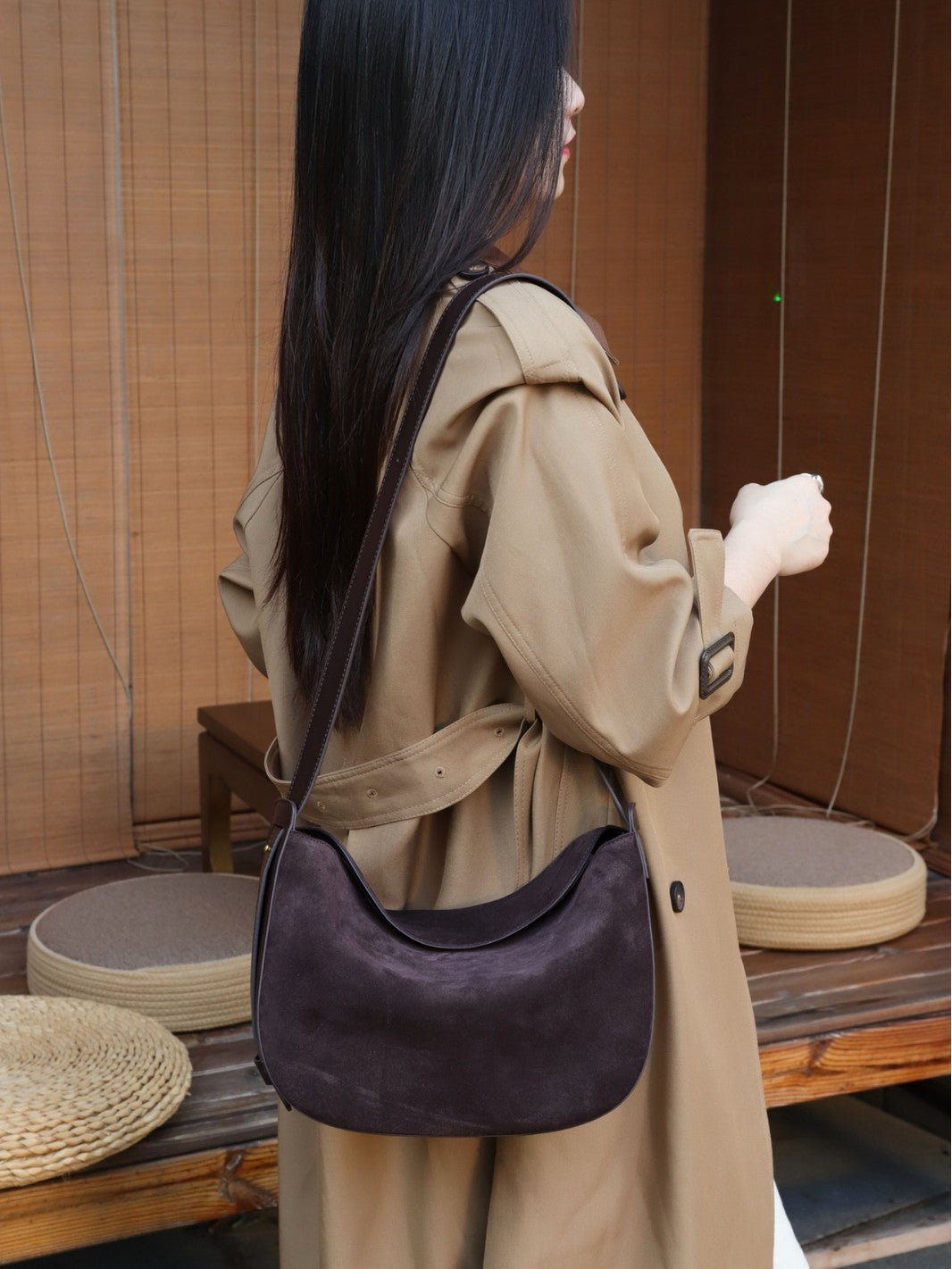 Retro Matte véritable sac sous-arm en cuir pour les femmes