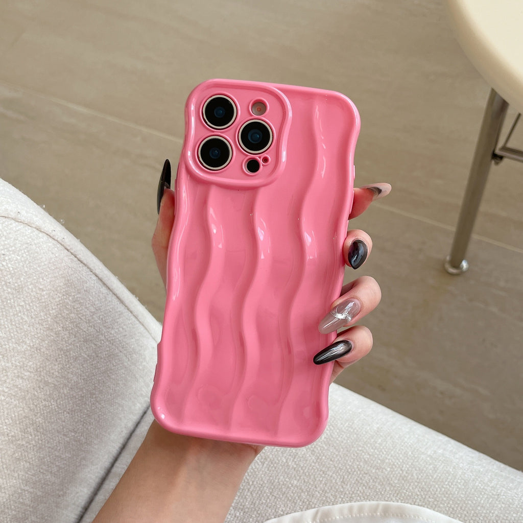 Applicable Electroplating 3-dimensional Wave Stripe Phone Case Protection anti-goutte
