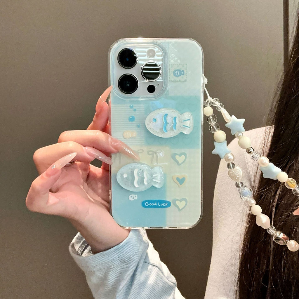 Cas de téléphone à trois dimensions de poisson à couche unique