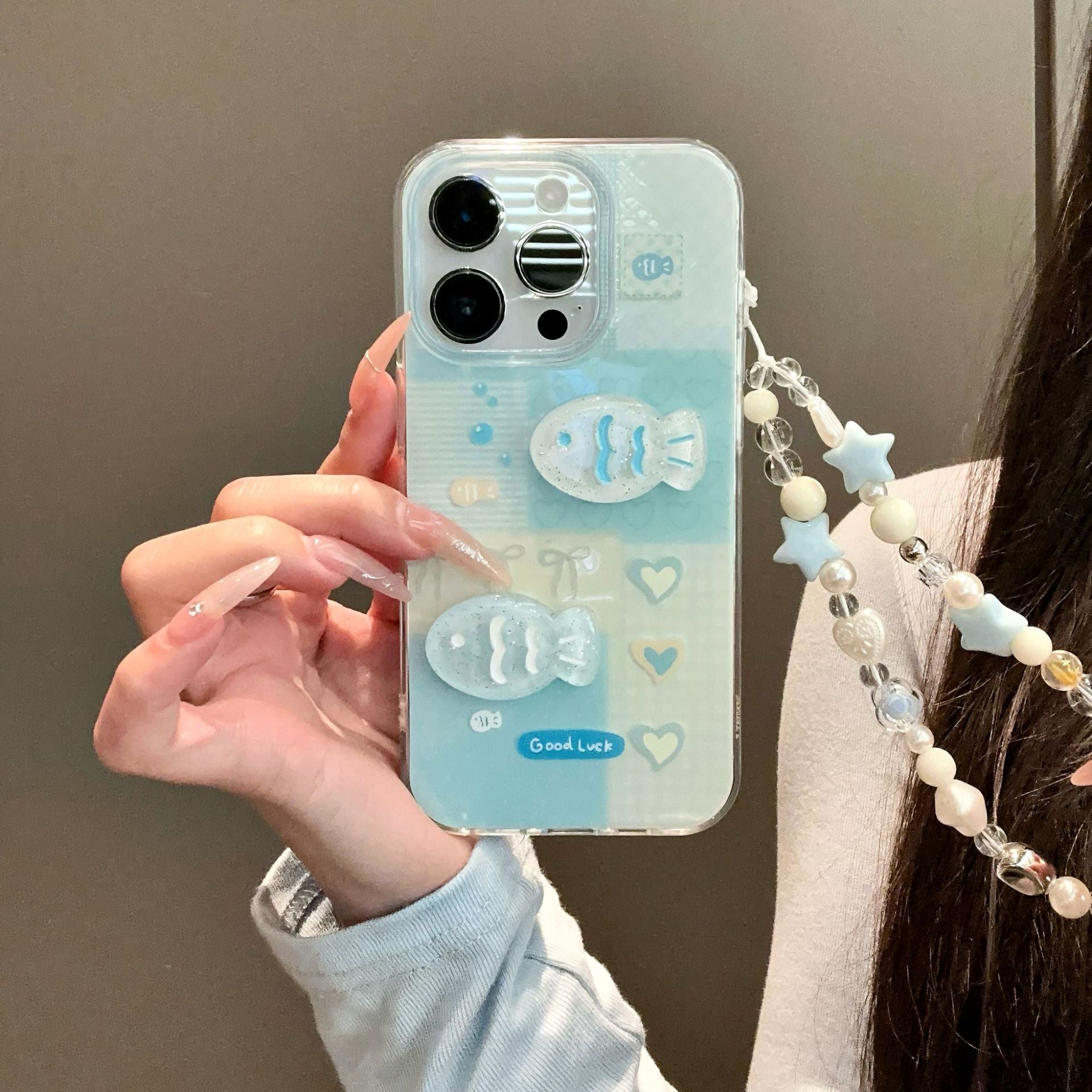Cas de téléphone à trois dimensions de poisson à couche unique