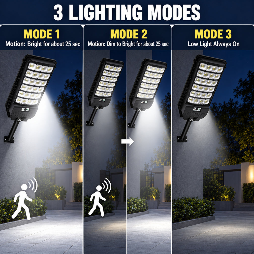 Solar Powered Motion Sensor Outdoor Light W7208 6 Noir pour Garden Yard Street Wall LED