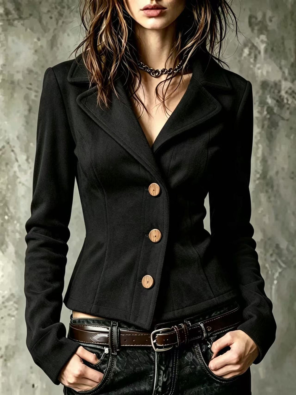 Manteau en laine courte ajustée vintage pour femme