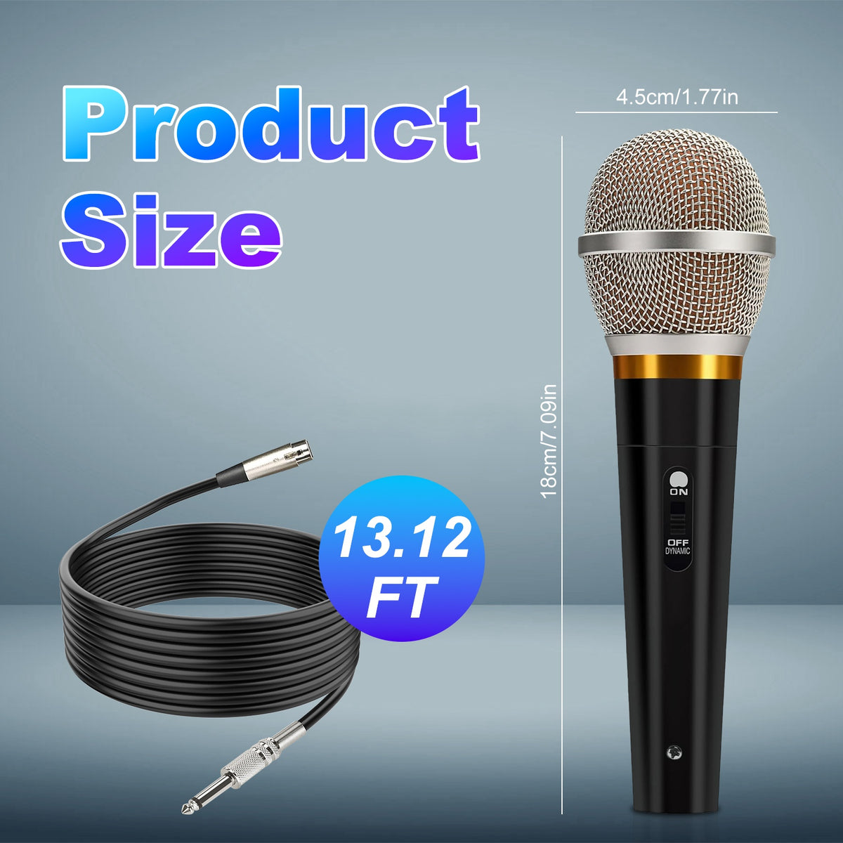 1Pc Microphone Dynamic Wired XLR avec bouton éteint 13ft Détachable XL