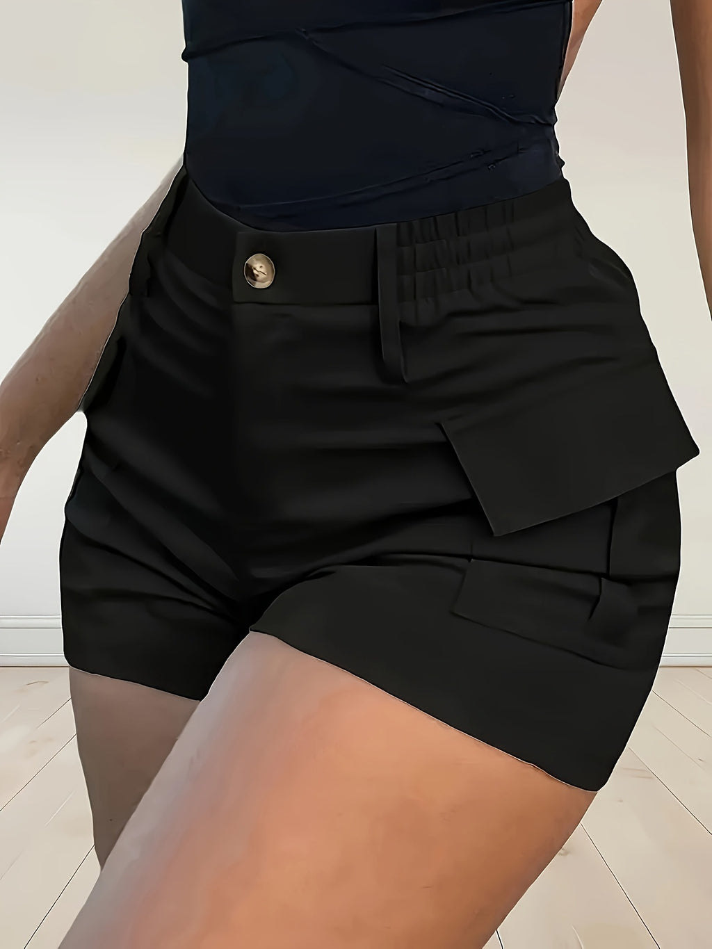 Short de fret occasionnel haute taille pour femmes avec poches European American Street Fashion