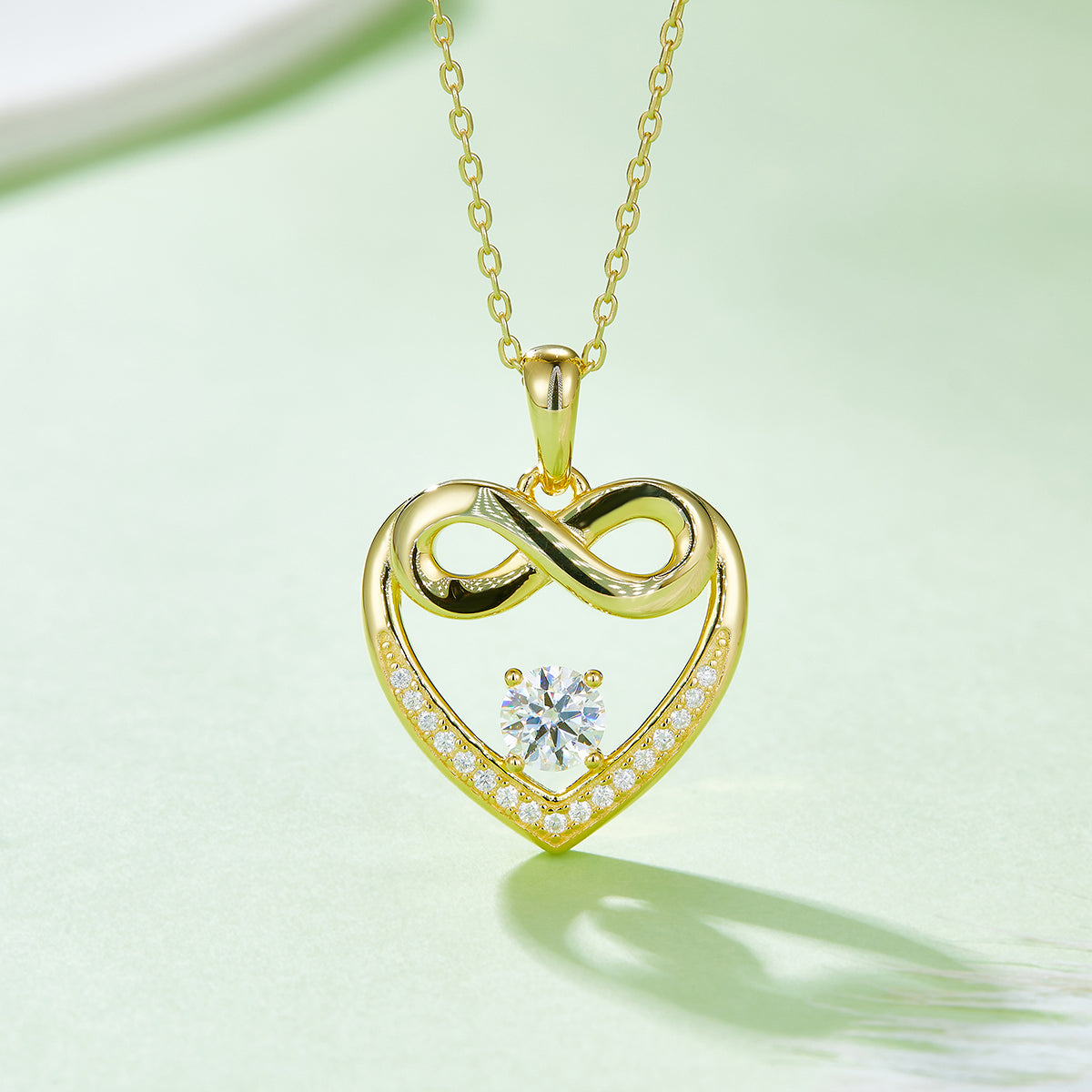 4.8g S925 Argent Sterling 5mm Moissanite Infinity Coeur Collier 45cm 17 Pierres Pendentif Wi