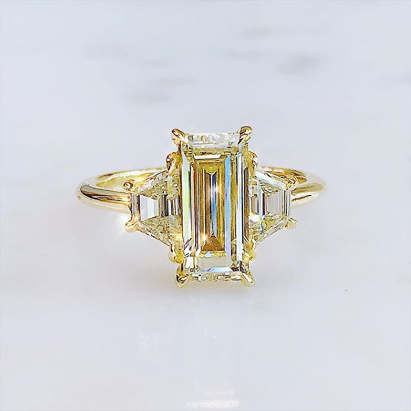 European and American Creative Square Zircon Lady Wedding Ring