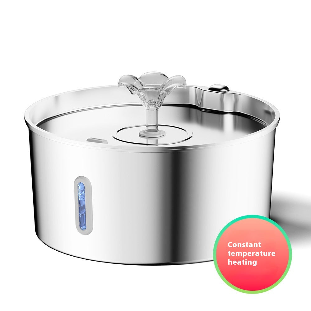 7L en acier inoxydable Animaux Distributeur d'eau Chauffage automatique Chiens et chats