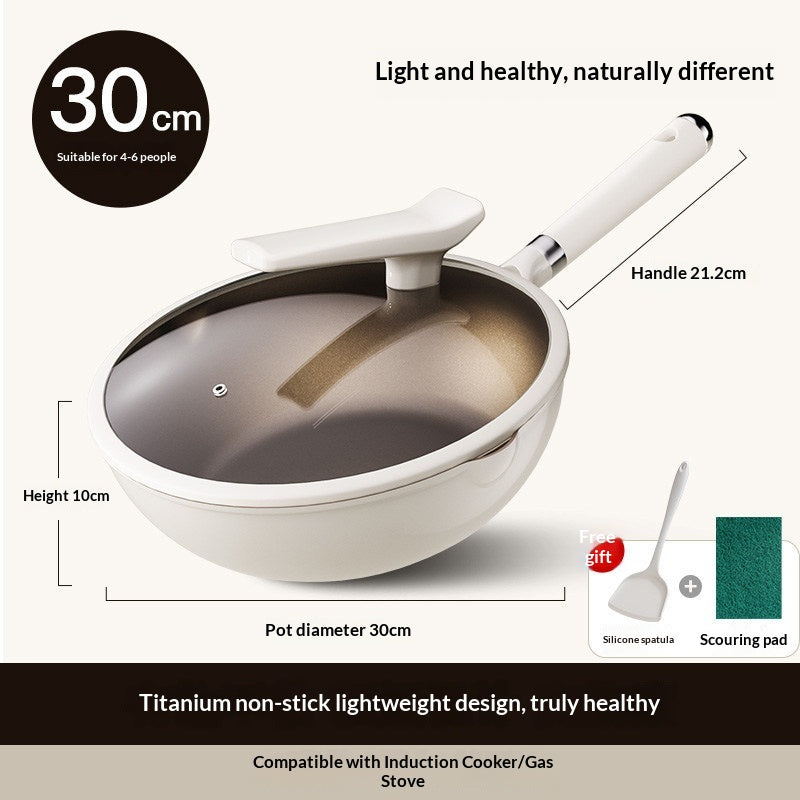 Céramique antiadhésif poêle maison fond plat en alliage de titane Pot