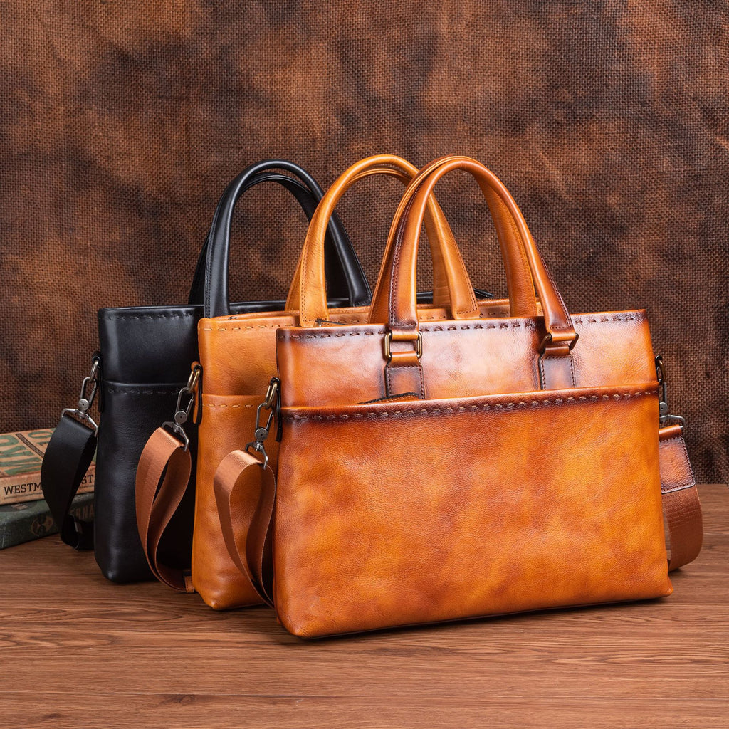Sac à main homme en cuir à grain plein