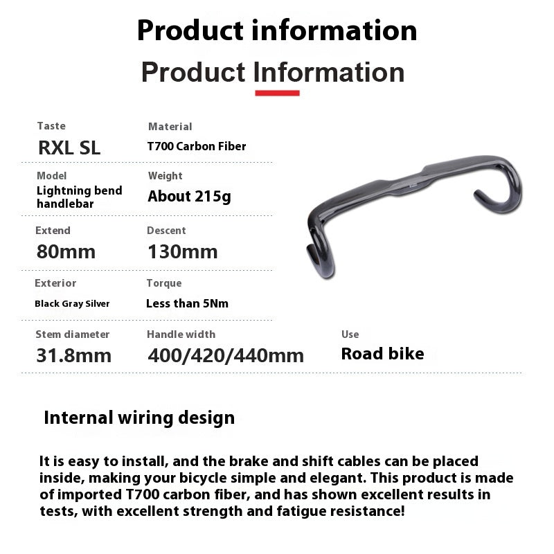 Barre de chute en fibre de carbone de vélo de route non standard Accessoires de poignée ultra-légers