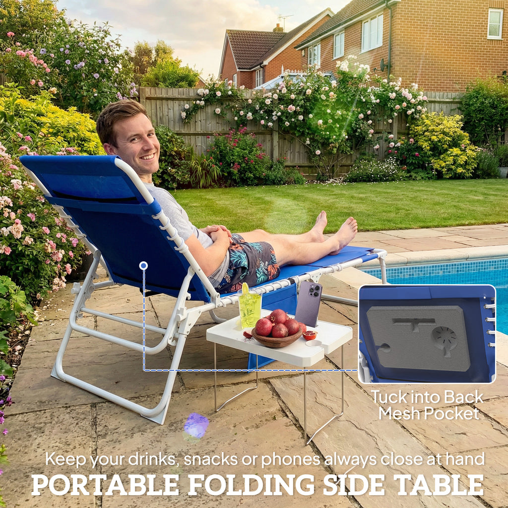 Chaise de tannage avec trou de taille et table latérale