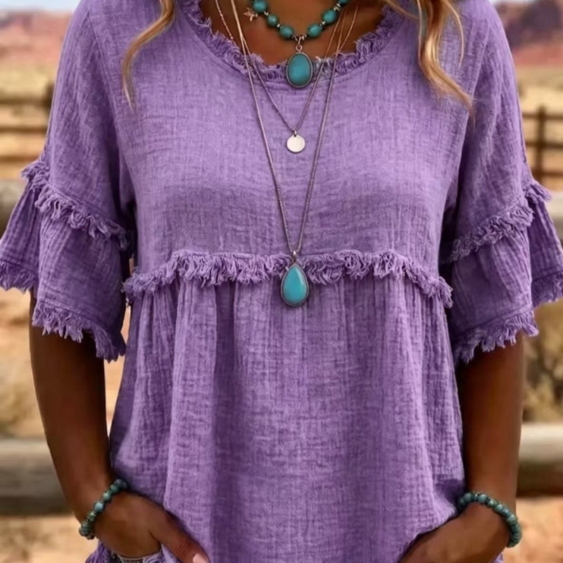 Blouse casuale à manches courtes pour femmes