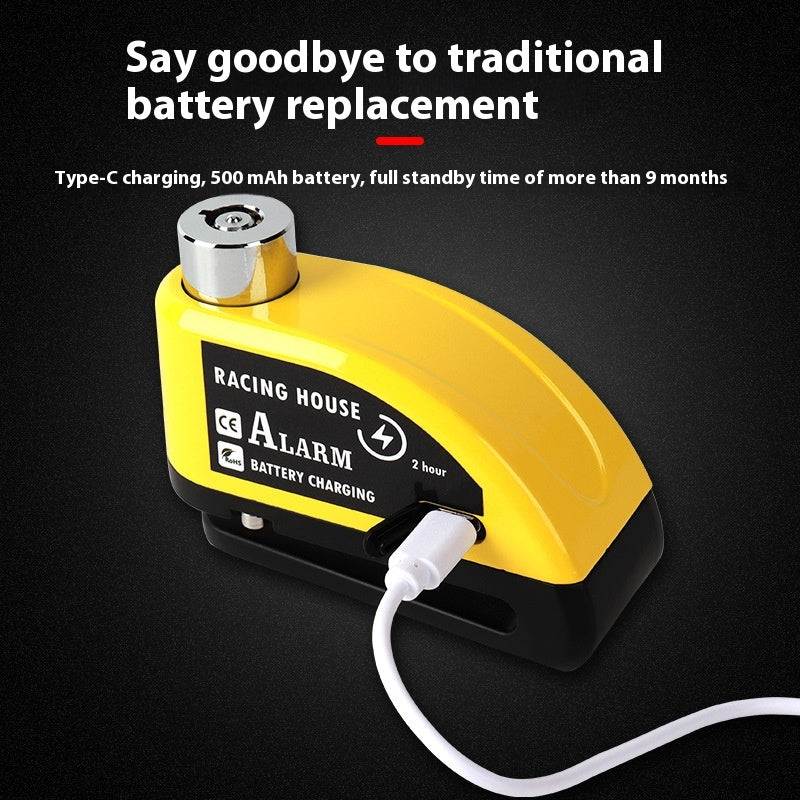 Disque de vélo Serrure de frein Portable Alarme antivol Disque de sécurité de voiture électrique