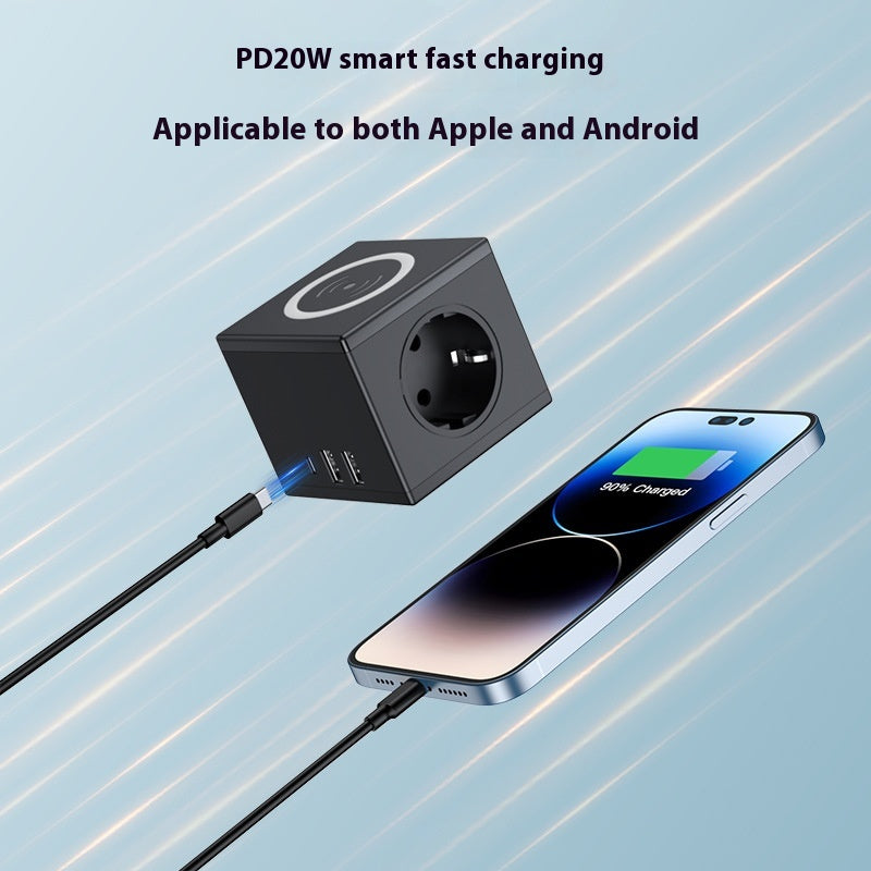 Wireless charger Standard European Socket Cube PD15W