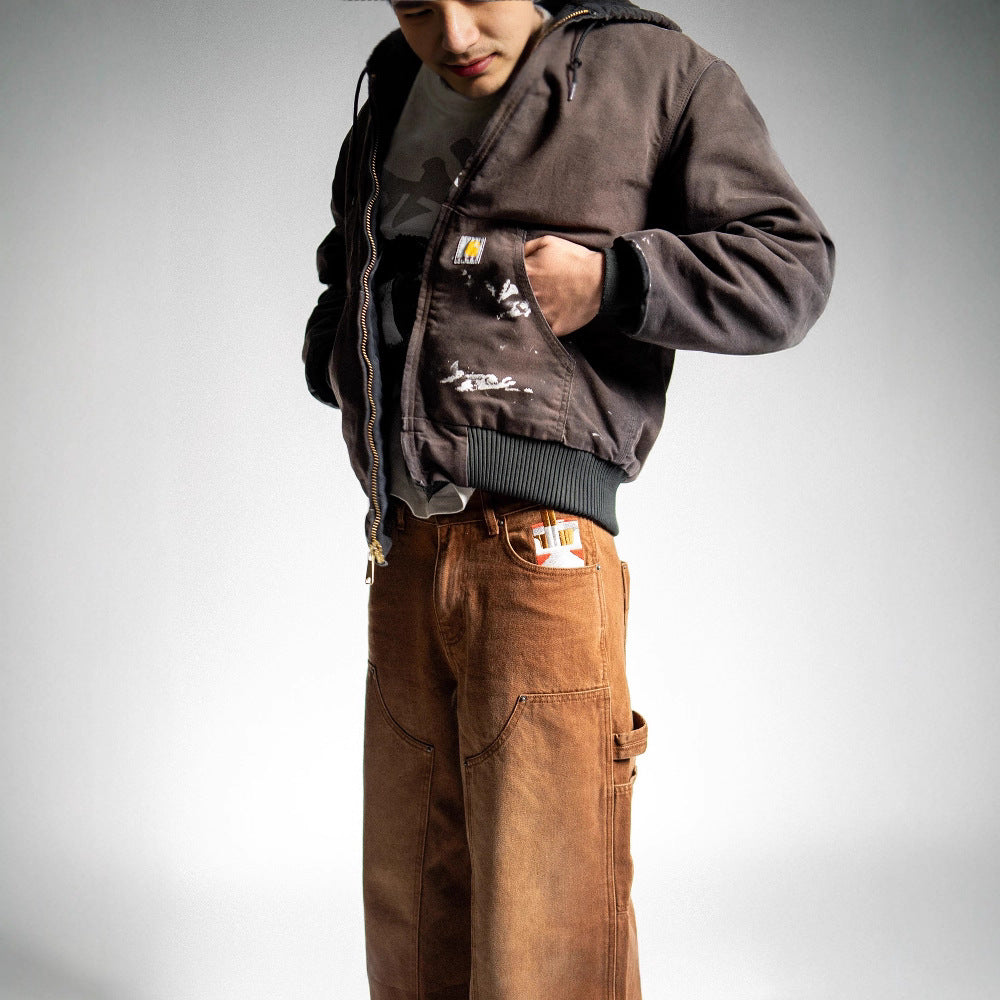 Jeans brodés en forme de pied droit pour hommes
