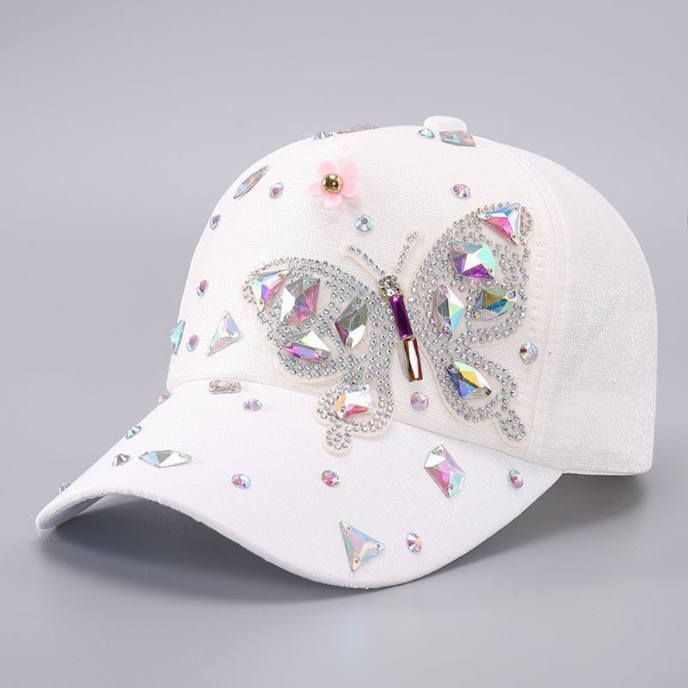 Casquette de baseball en strass à papillon coloré pour femmes d'été - Sweet