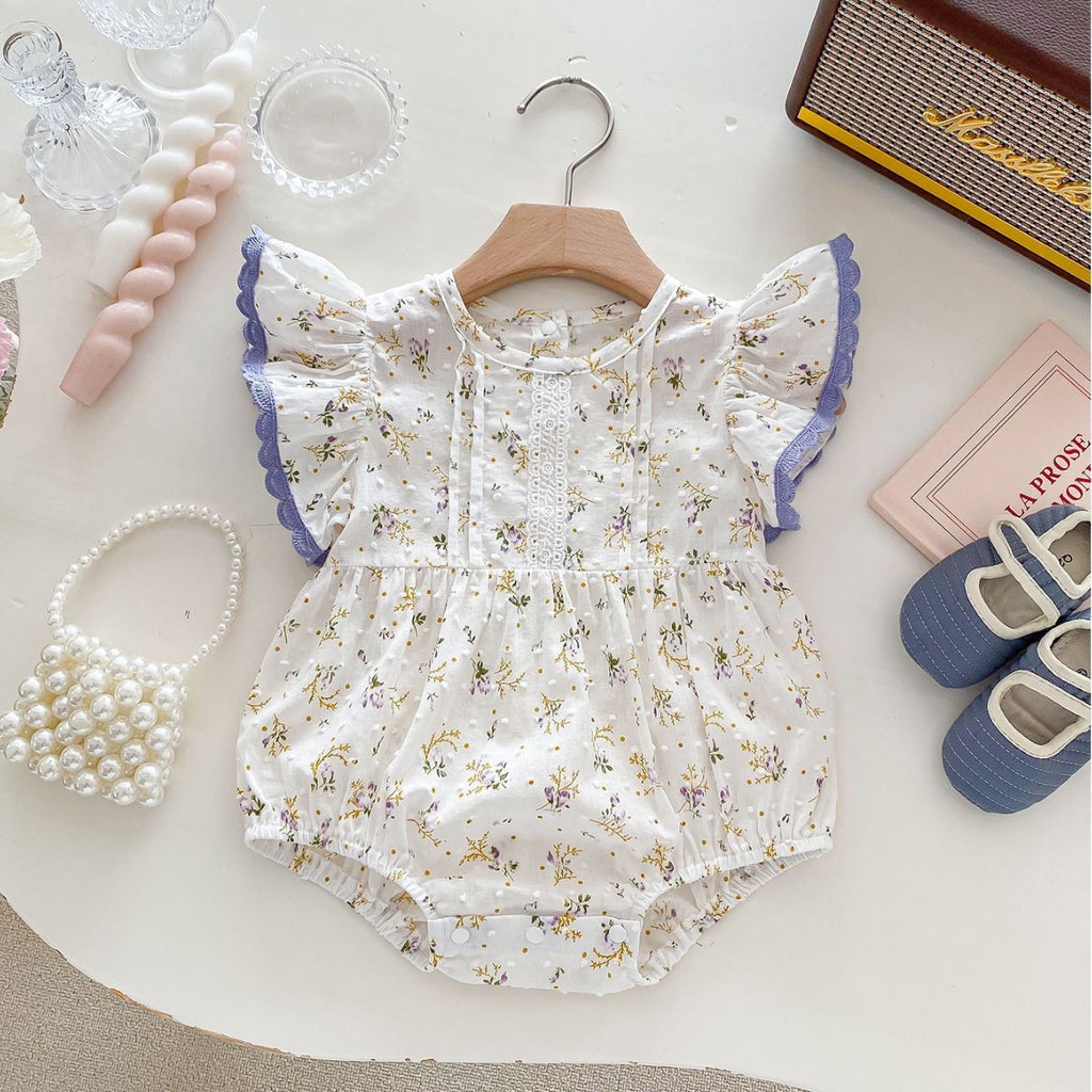 Les Rompers de coton Skypurl d'un mois de bébé fille