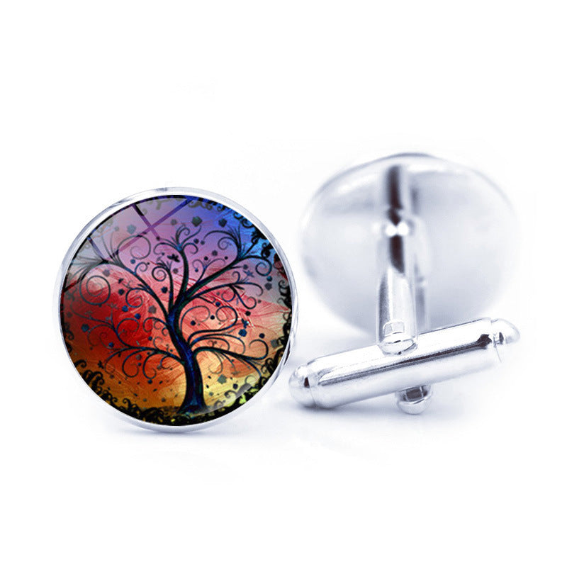 Pierre du temps simple arbre de vie Cufflinks