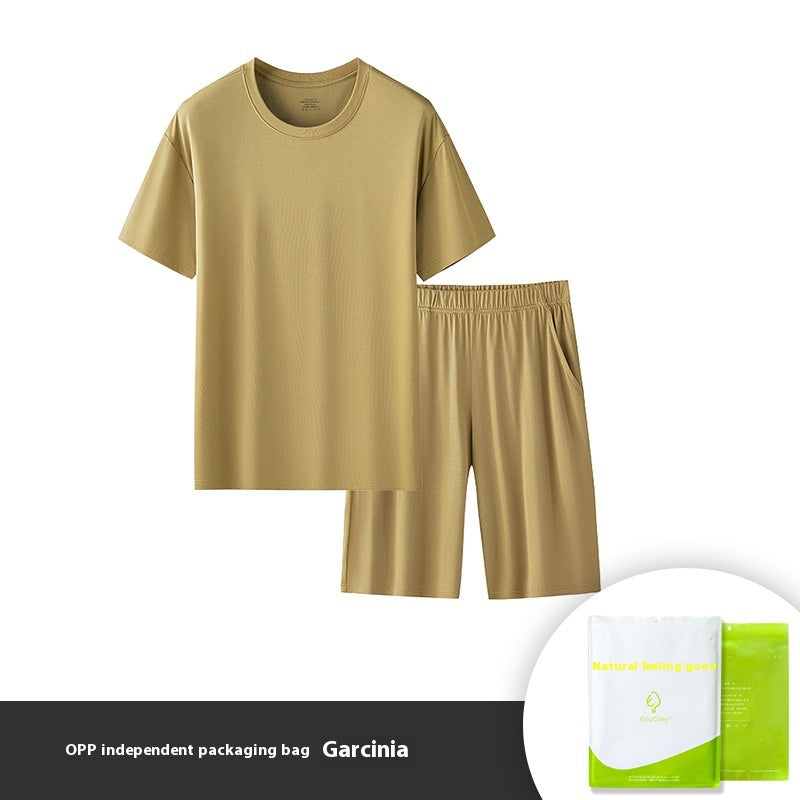 Couleur solide homme Col rond Manches courtes Taille courte
