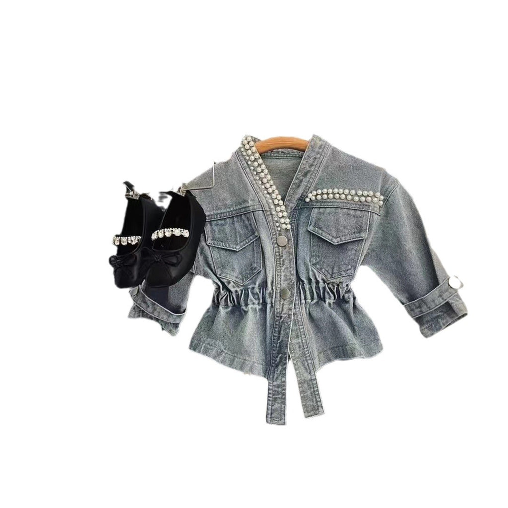 Veste de denim courte polyvalente pour filles