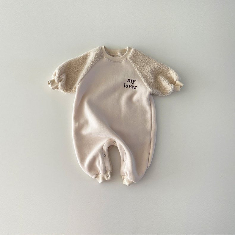 Bébé Contraste couleur Alphabet Plus combinaison de saut Velvet