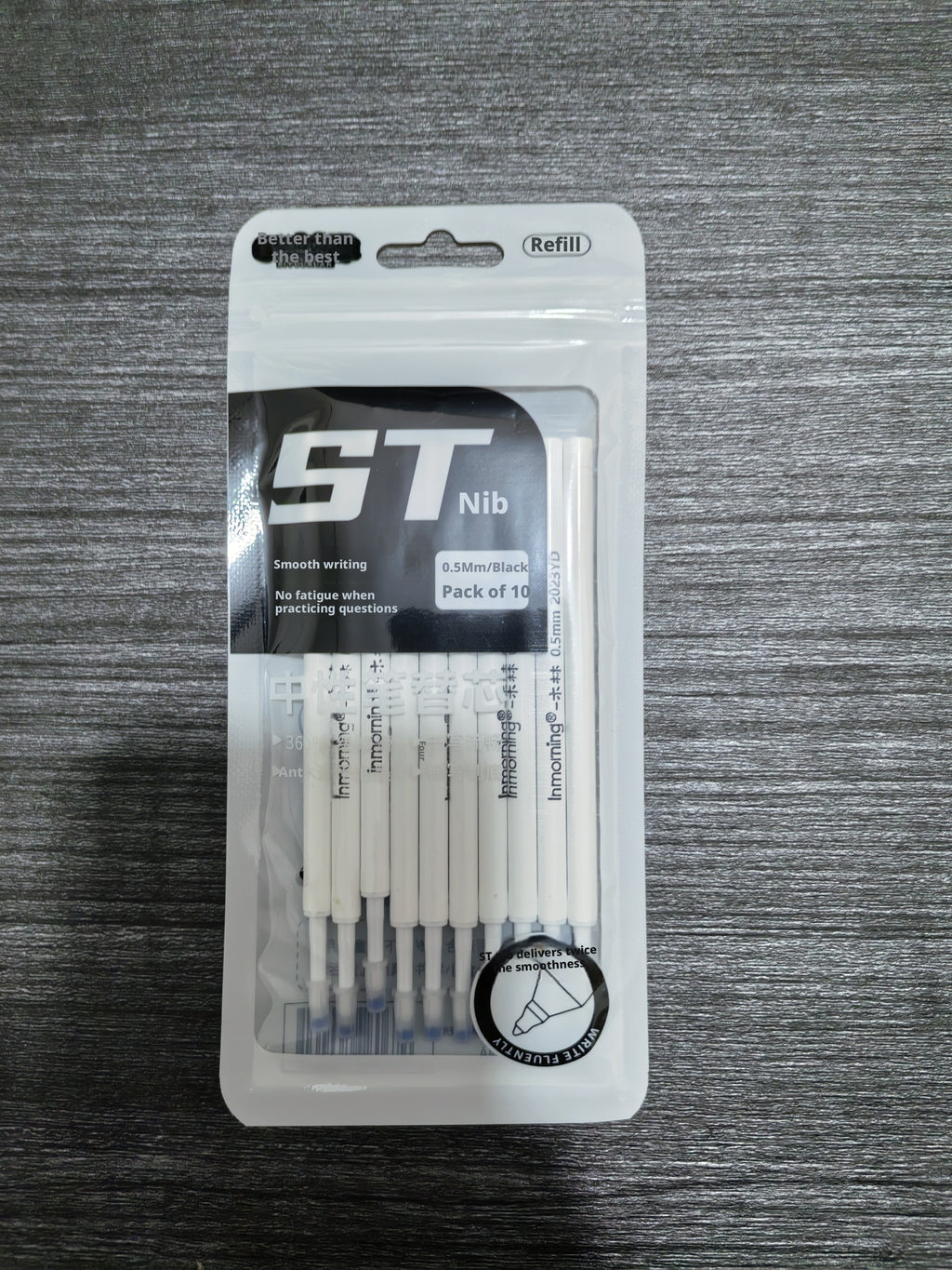 Neutre remplacement du noyau de stylo-ST bout-noir-0,5mm-10 pièces