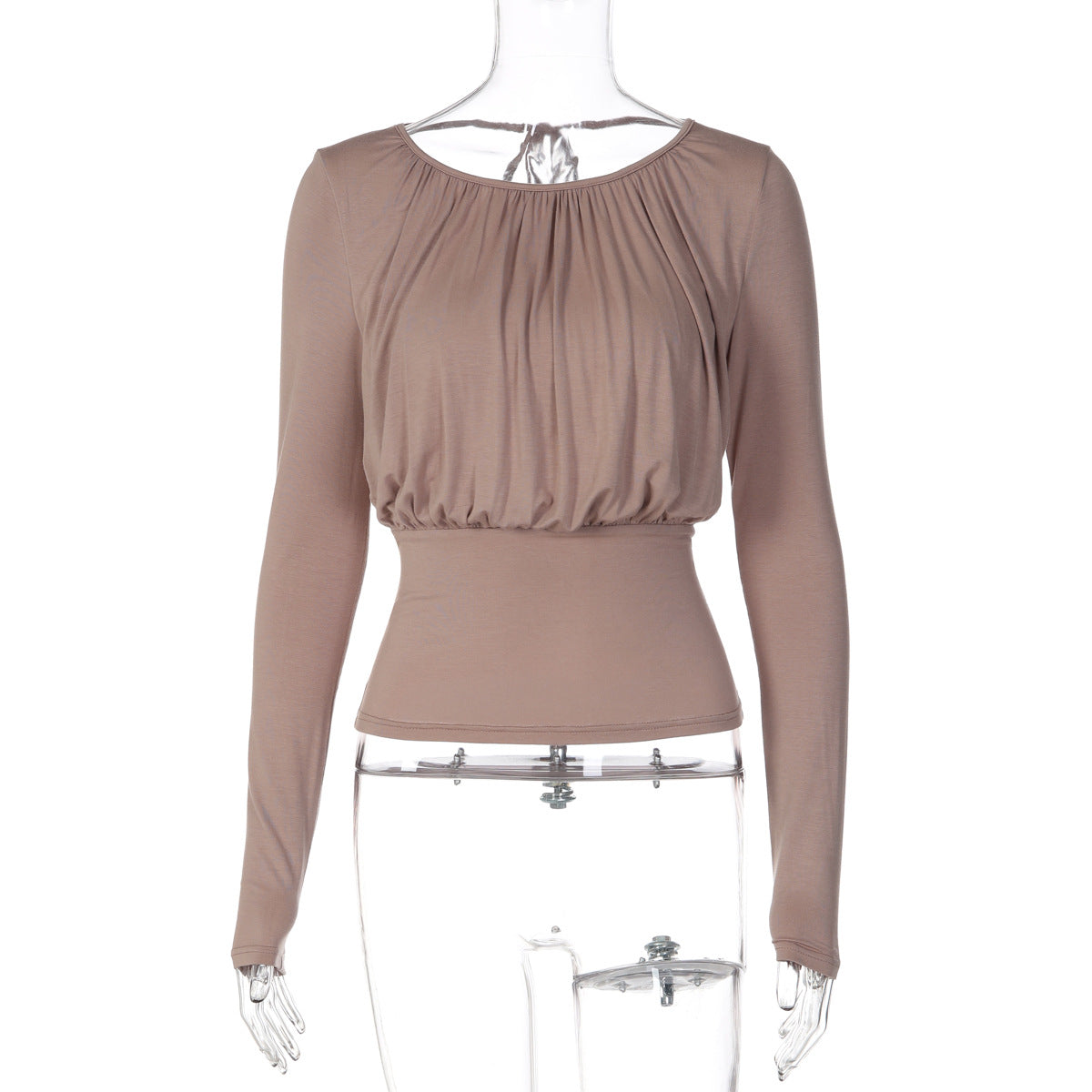 Fashionable and sexy long-sleeved top with a tie-back