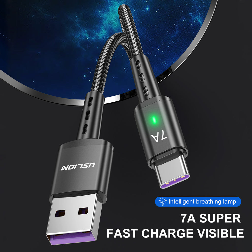Câble de recharge 2M allongé tressé Type-c adapté pour le téléphone de données charge rapide