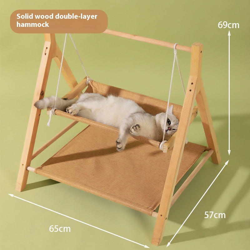 Chat chat animal Hammock double couche quatre saisons Nest universel en bois de chat