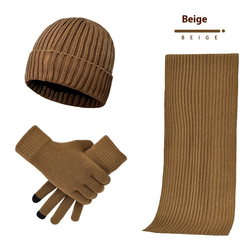 Gants d'écharpe de chapeau en laine chaude, tricotés par des hommes et des femmes