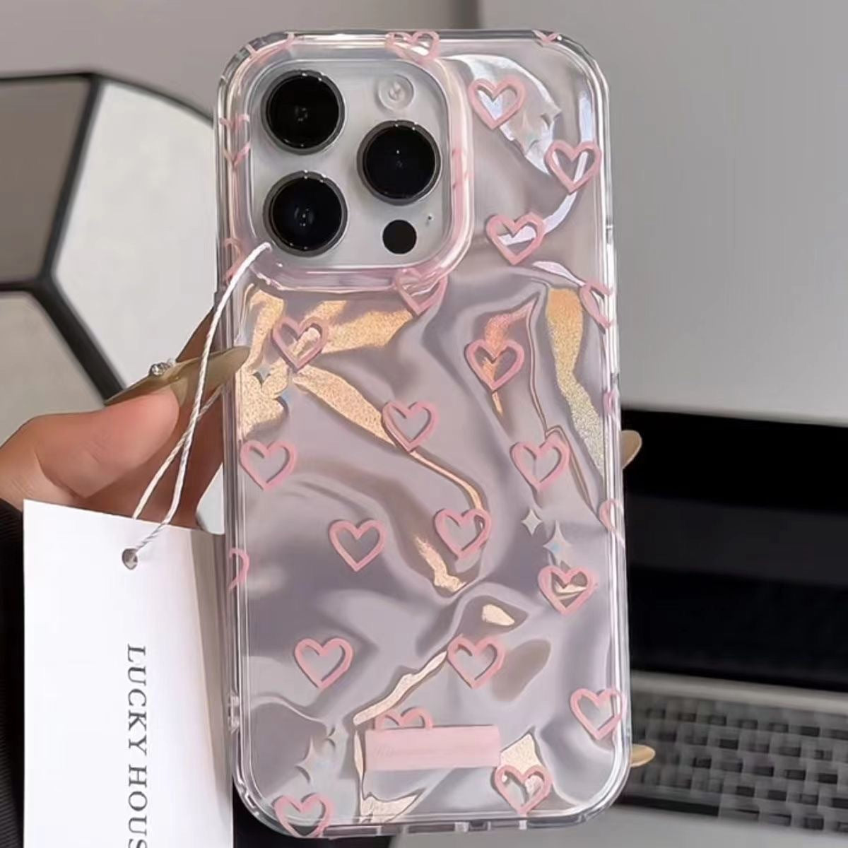 Eau Ripple amour téléphone cas grand trou