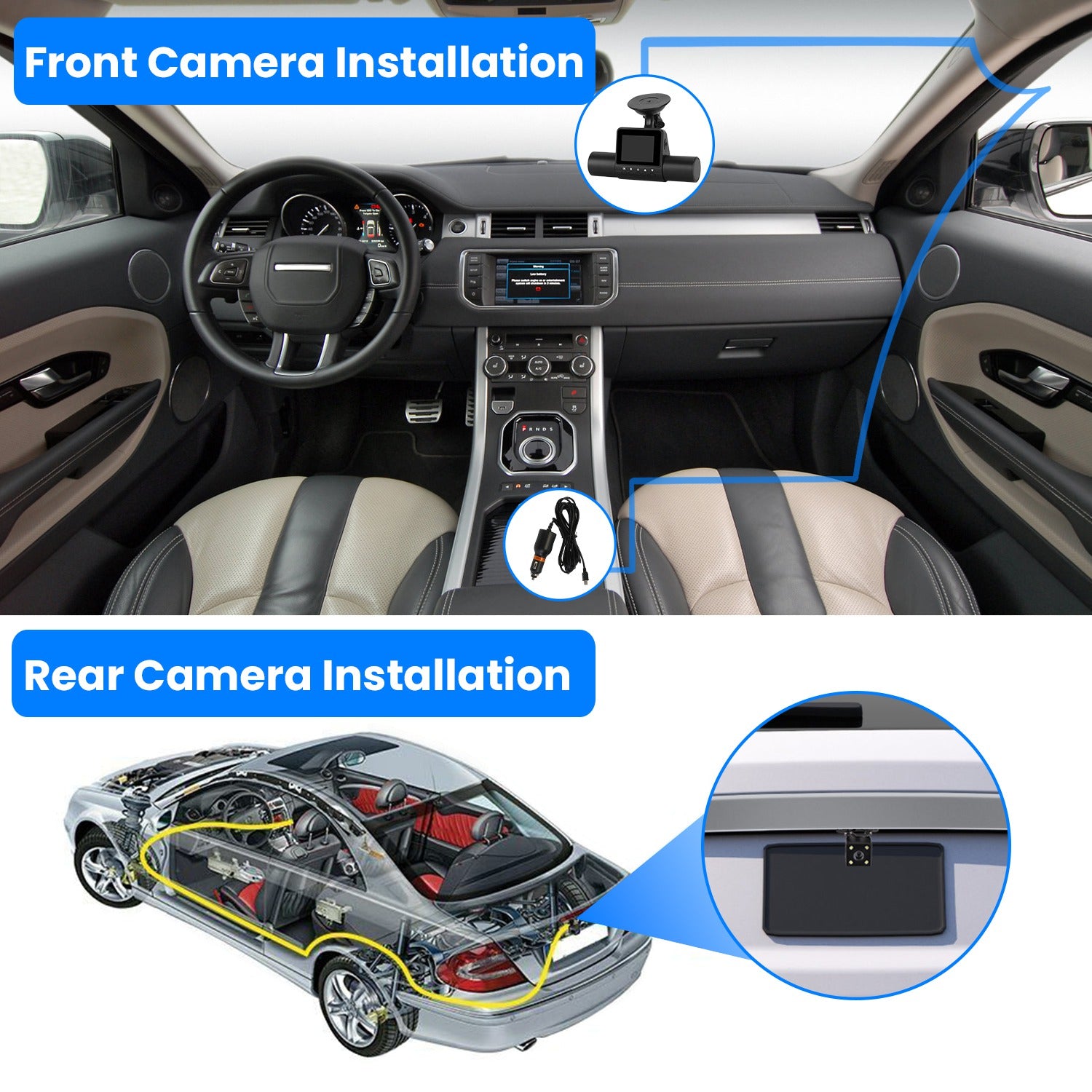 1Pc 360 Degree View FHD 4 Channel Dash Cam 1080P Front 480P Arrière Gauche Droite Intérieure Dash Ca