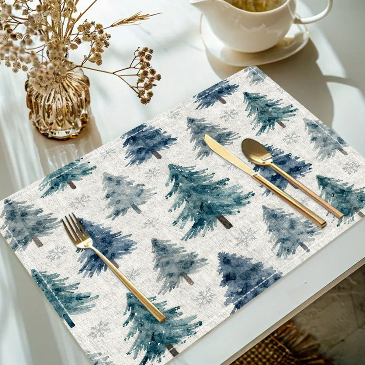 Table de table de Noël imprimée en lin