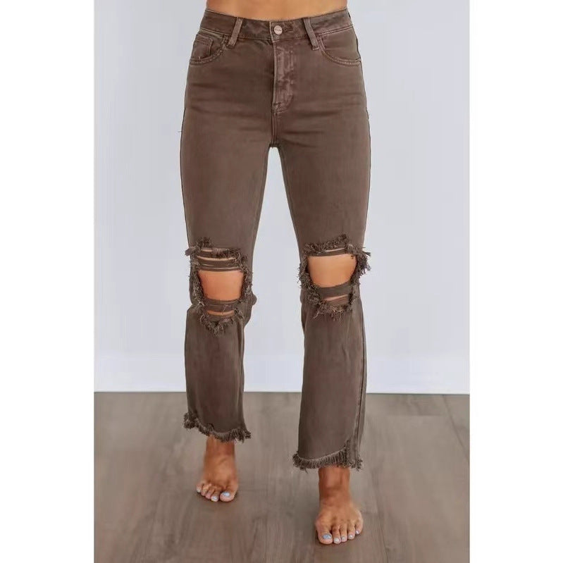 Pantalons de denim retro haute taille