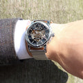 Montres mécaniques mécaniques tissées en mesh pour hommes