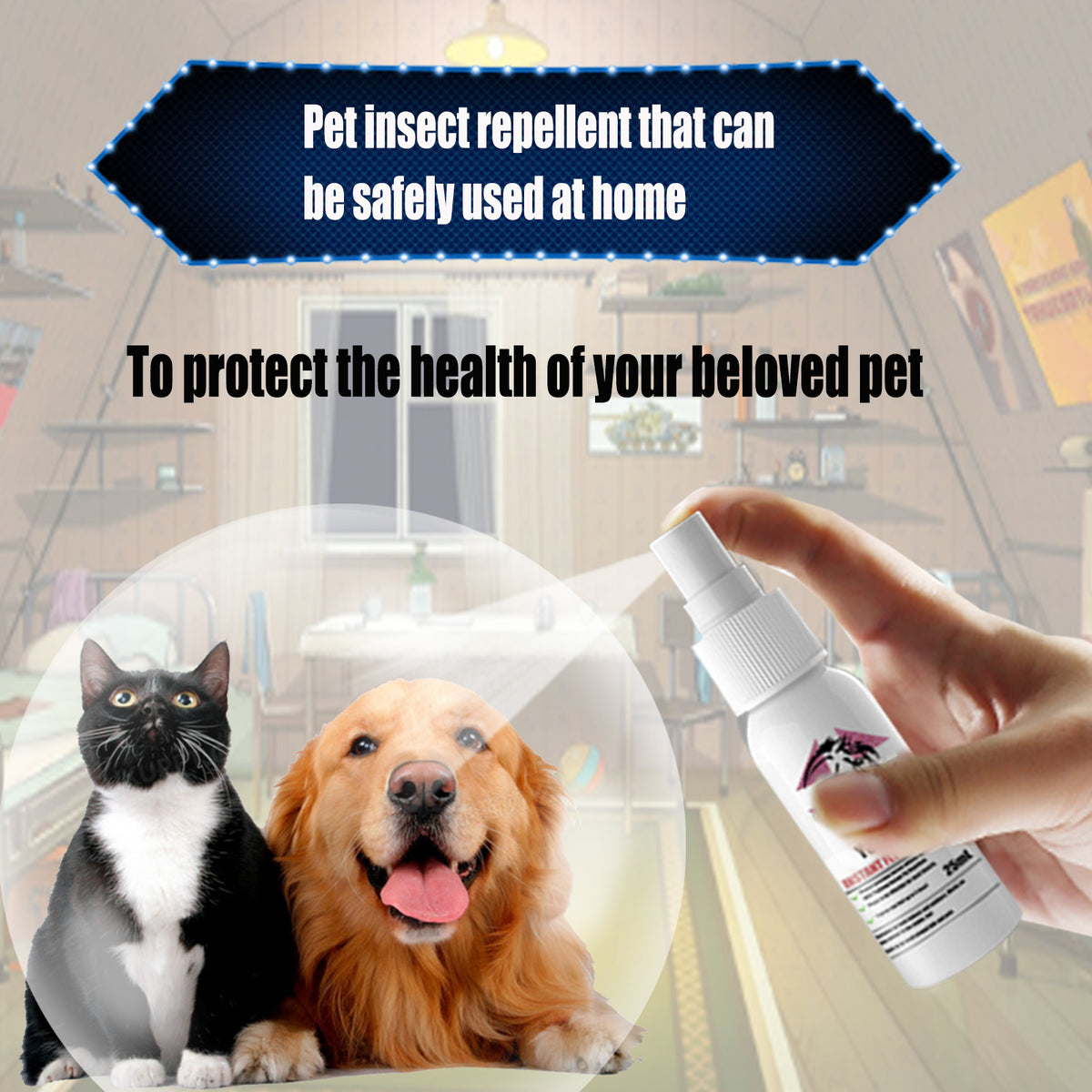 Spray anti-vol et anti-pestif pour animaux de compagnie 25ml