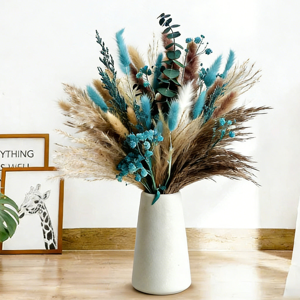 Plantes artificielles - Ensemble d'herbes de pampas bleu 13 pièces dans une variété de nuances de bleu – Fête