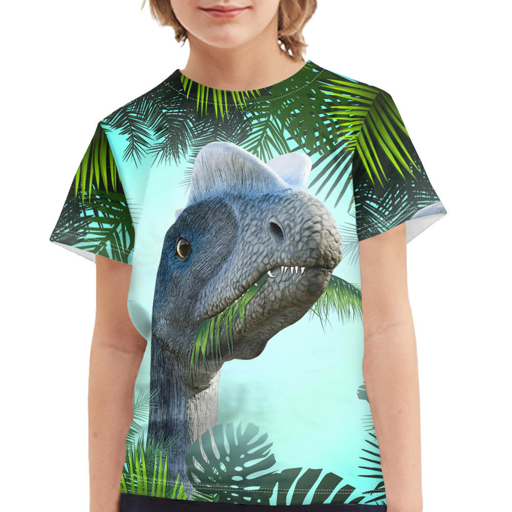 T-shirt dinosaure d'été imprimé complet pour garçon