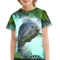 T-shirt dinosaure d'été imprimé complet pour garçon