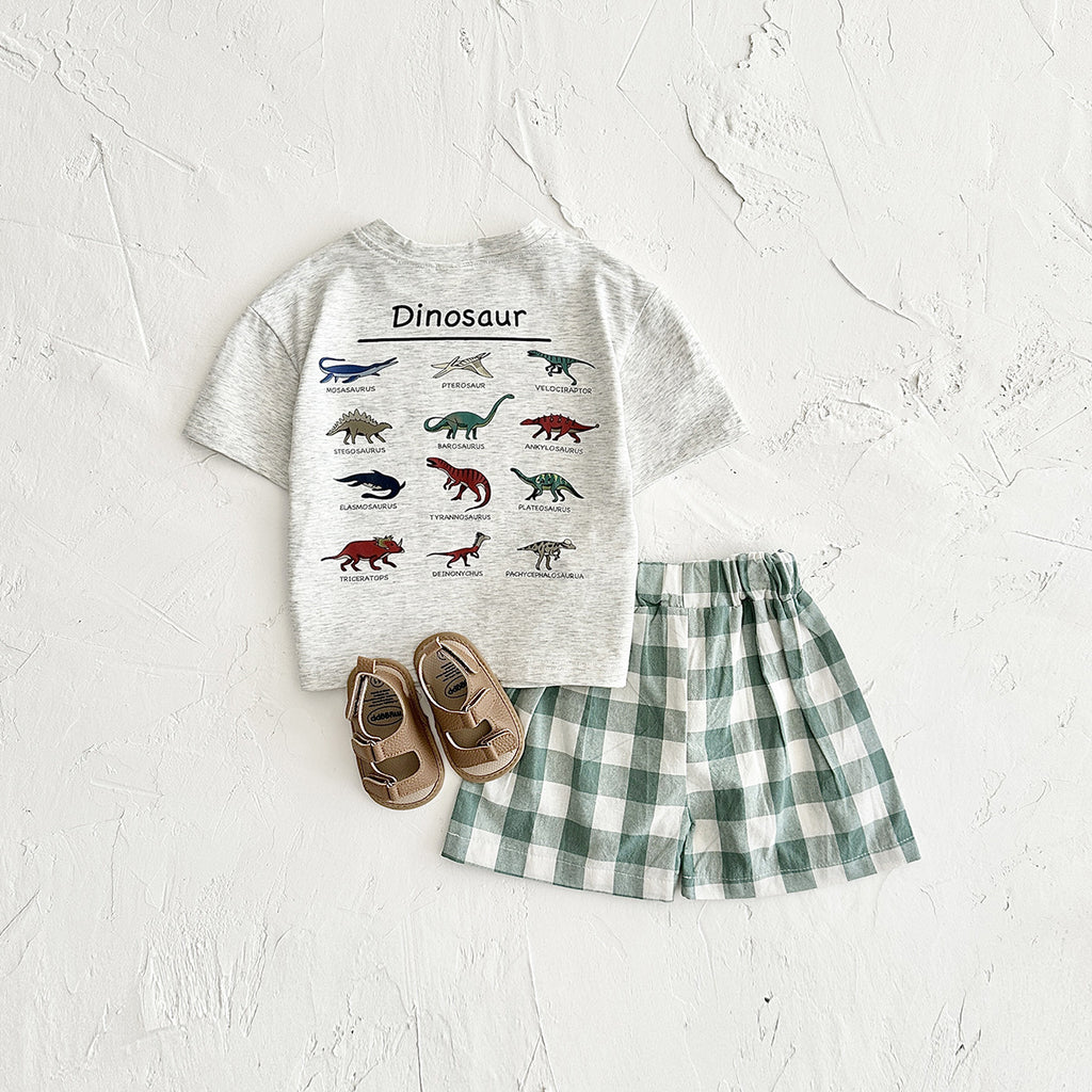 Ensemble de T-Shirt imprimé Dinosaur d'été en coton pur pour enfants