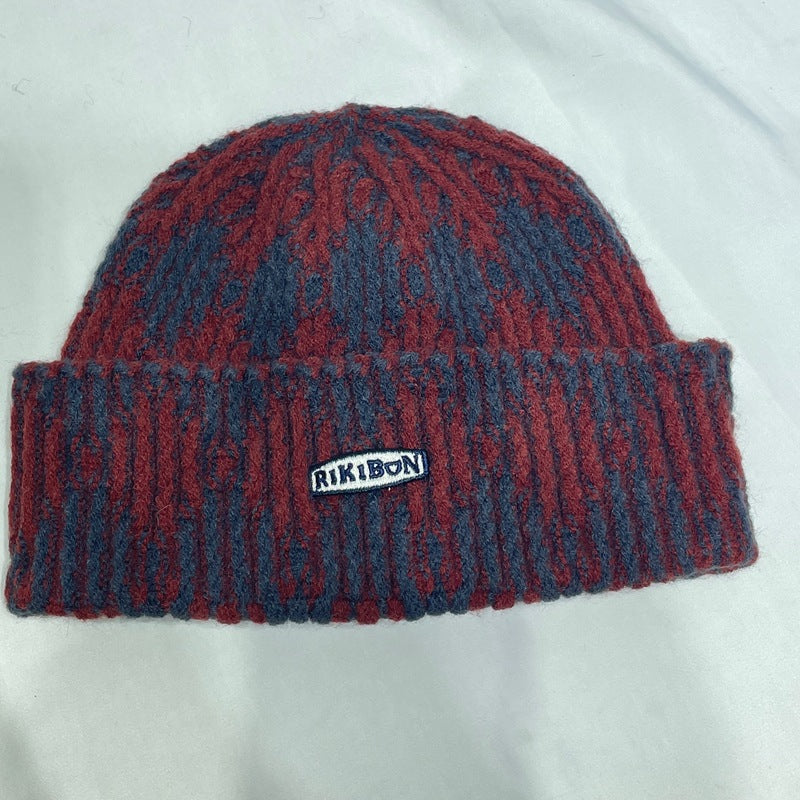 Autumn Winter Warm Ear-Protecting Tie-Dye Colorblock Knitted Beanie