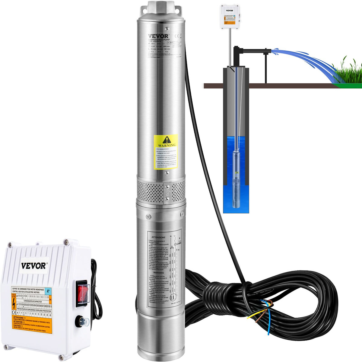 Pompe submersible à puits profond