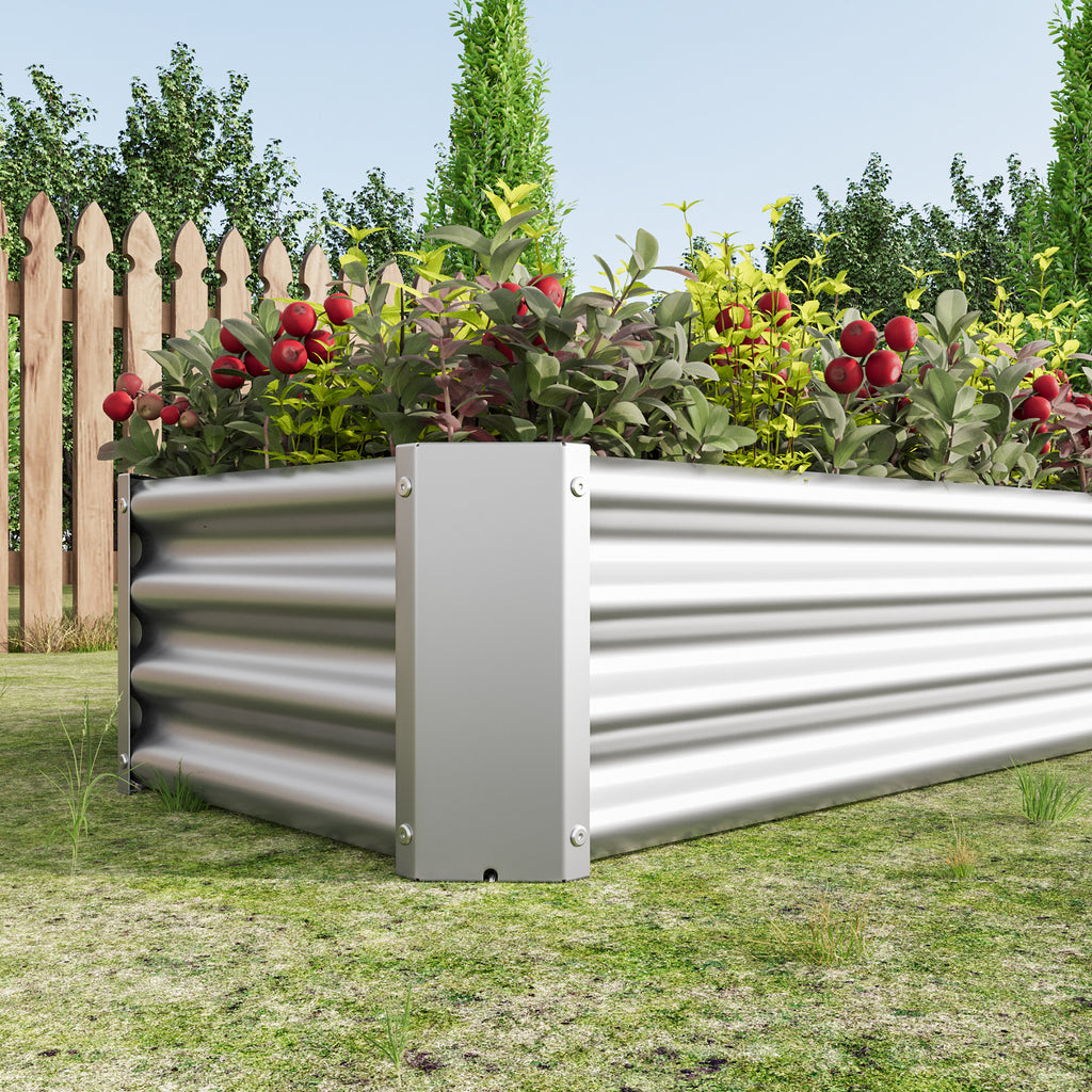 2PCS Silver 4×2×1ft Lit de jardin surélevé en métal