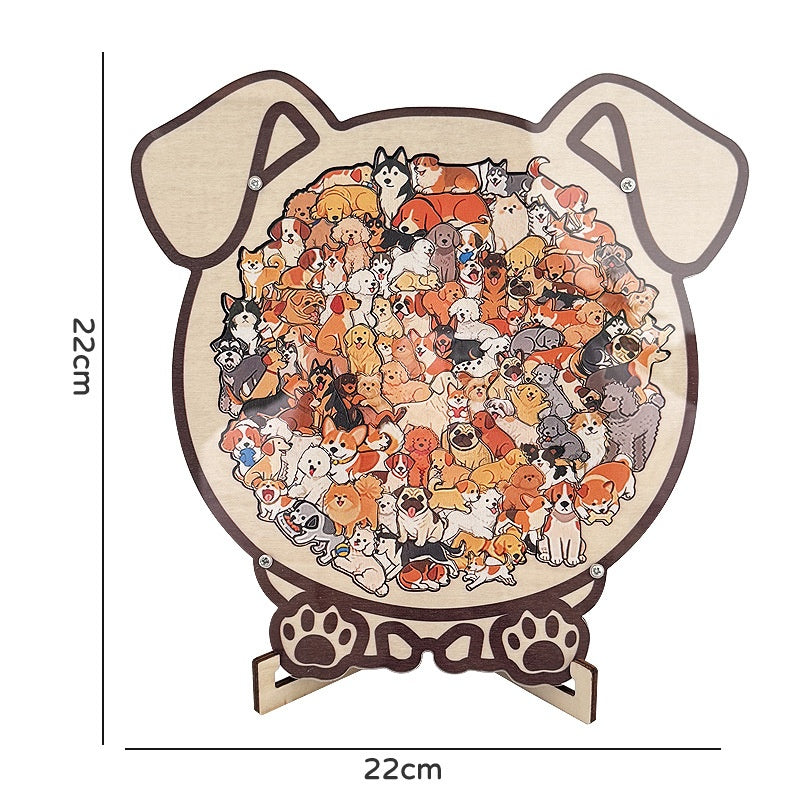 Puzzle en bois Forme de chat mignon Challenging pièces irrégulières avec cadre 3D conception de chat bois